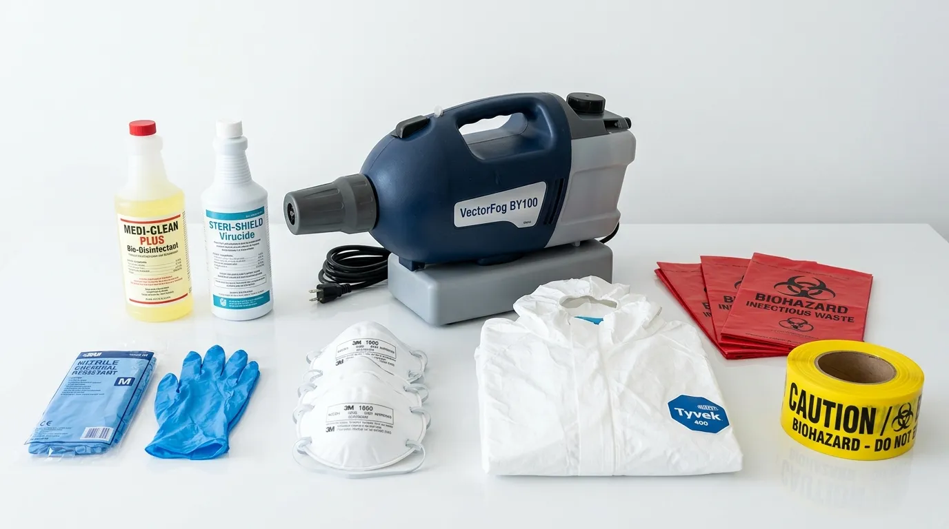 Professional biohazard remediation crew working in Fordham