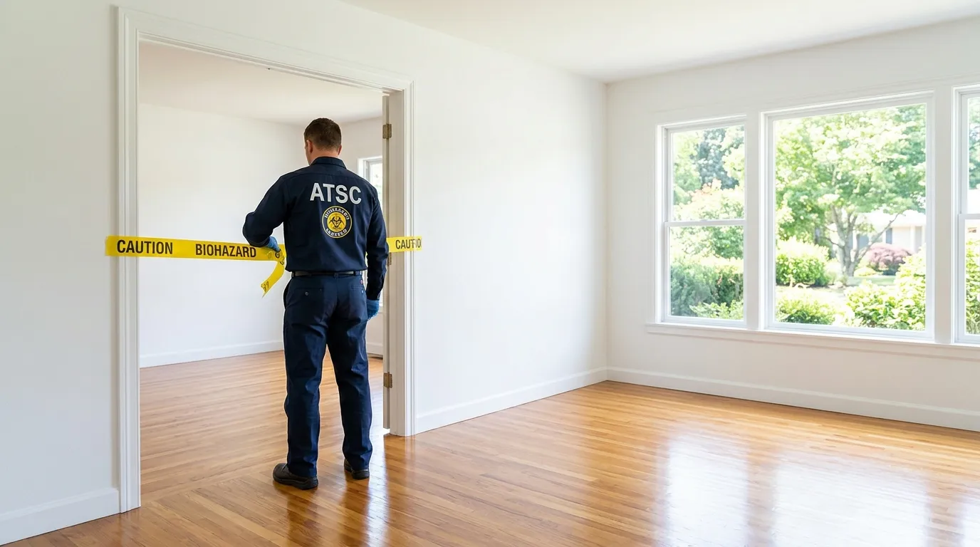 Certified biohazard cleanup crew performing Decomposition Cleanup in Fordham